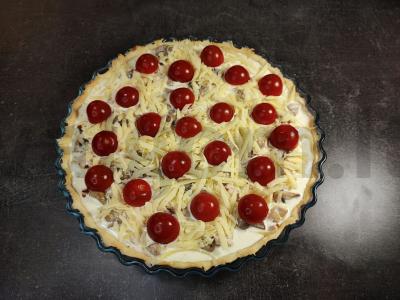 Atviras pyragas kišas su vištiena ir grybais Žingsnis 25