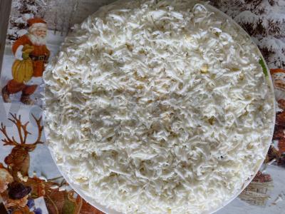 Salotos su menkės kepenimis, bulvėmis ir sūriu Žingsnis 6