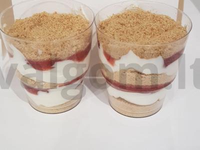 Desertas taurėse su braškėmis pagrindine nuotrauka