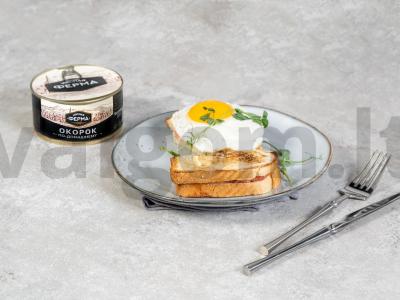 Krok-madam su kumpiu pusryčiams pagrindine nuotrauka