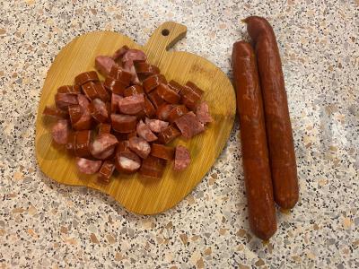 Spagečiai su medžioklinėmis dešrelėmis Žingsnis 5