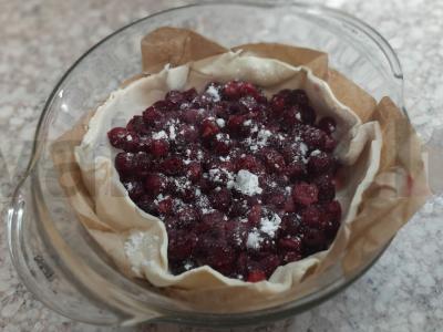 Vyšnių pyragas iš sluoksniuoto be mielių tešlos Žingsnis 5