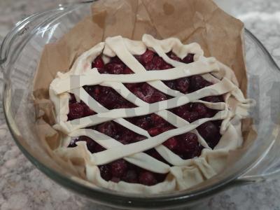 Vyšnių pyragas iš sluoksniuoto be mielių tešlos Žingsnis 6