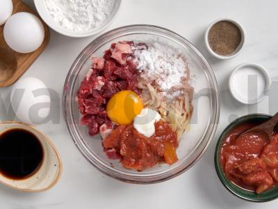 Malti kalakotletai iš kalakutienos filė su jautienos krūtine ir lečo Žingsnis 1