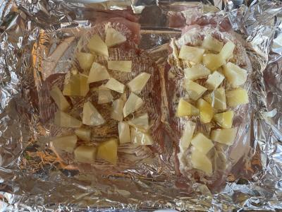 Kepta vištienos krūtinėlė su ananasais ir sūriu Žingsnis 3