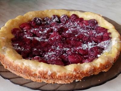 Paprastas vyšnių pyragas su varškės tešla Žingsnis 10