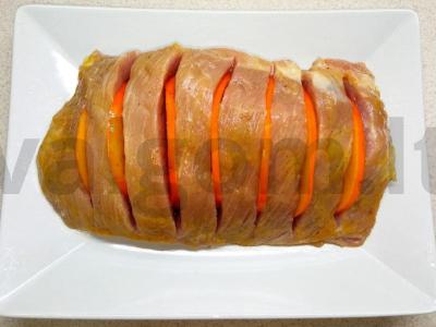 Kiauliena, kepta su persimonu ir paprikomis Žingsnis 3