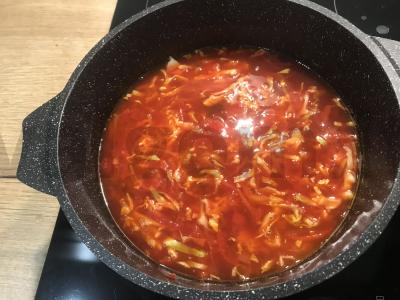 Borsčas „Kubanietiškas“ ant jautienos sultinio Žingsnis 10