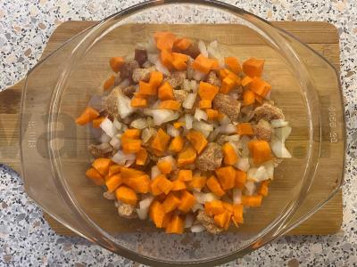 Makaronai su kiauliena ir daržovėmis, kepti orkaitėje Žingsnis 12