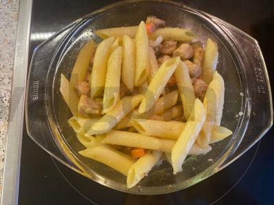 Makaronai su kiauliena ir daržovėmis, kepti orkaitėje Žingsnis 16