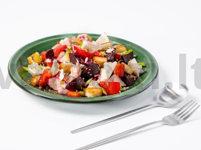 Salotos su burokėliais, kalakutienos filė ir nerafinuotu saulėgrąžų aliejumi pagrindine nuotrauka