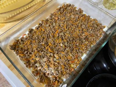 Lasagna „Namų“ su faršu ir prieskoniais Žingsnis 9