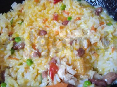 Pusryčiai su karibų mišiniu, ryžiais ir vištienos filė Žingsnis 3