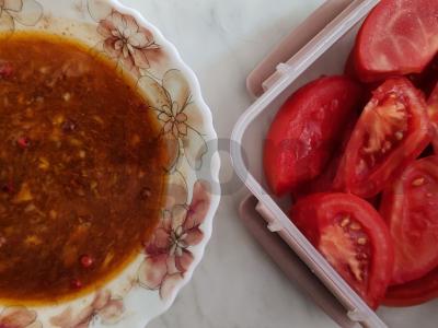 Pomidorų užkandis saldžiarūgščiame padaže Žingsnis 2