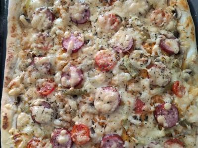 Pica su grybais, dešrelėmis ir džiovintu baziliku Žingsnis 7