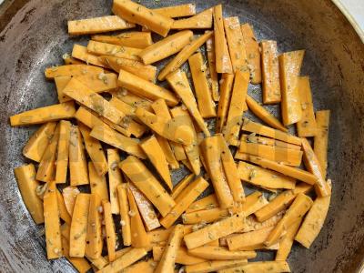 Aromatingi saldžiarūgščiai bulvių fri Žingsnis 5